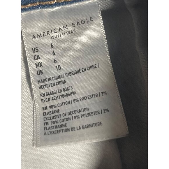 American Eagle Hi Rise Shortie Shorts Womens Size 6 Distressed/Destroyed Denim - Picture 5 of 10